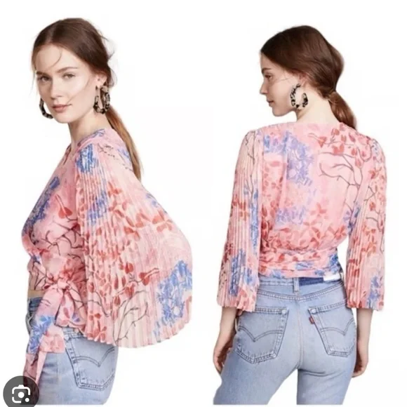 Alice + Olivia Pink Floral Wrap Blouse - Picture 8 of 8